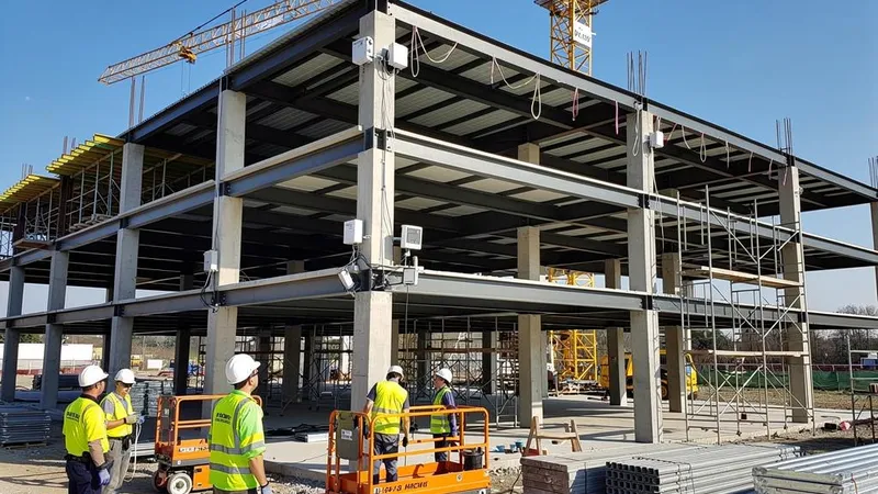 Steel structure of a building under construction